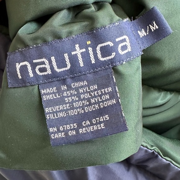 Vintage 90s Y2K Nautica Reversible Goose Down Puffer Jacket - Picture 6 of 7